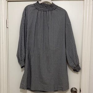 Zara Monochrome Mocked Neck Gingham Checkered Dress